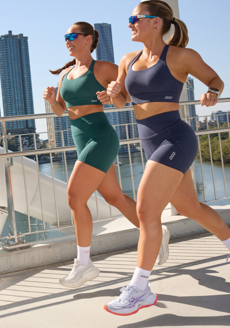 Woman wearing black shorts