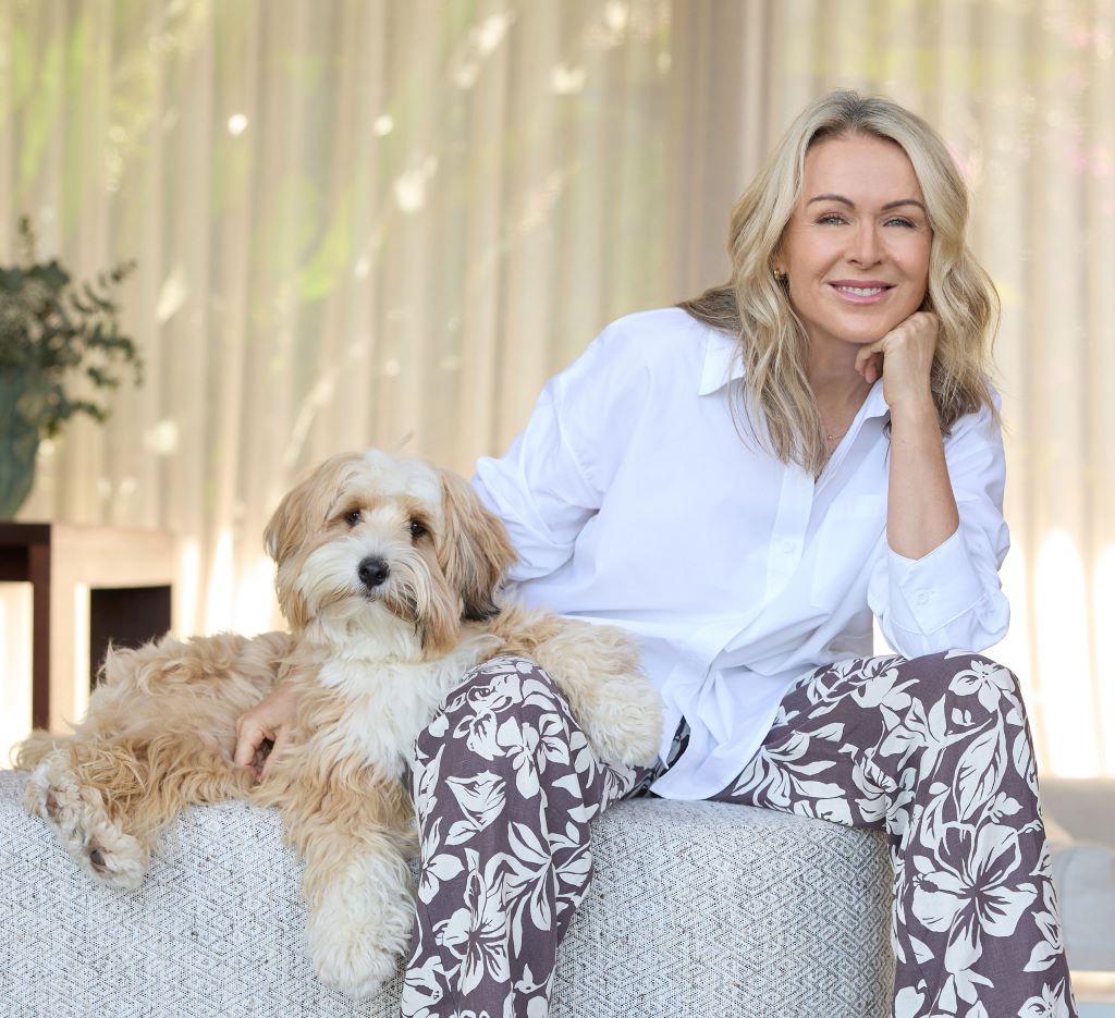 Lorna Jane Clarkson with a dog