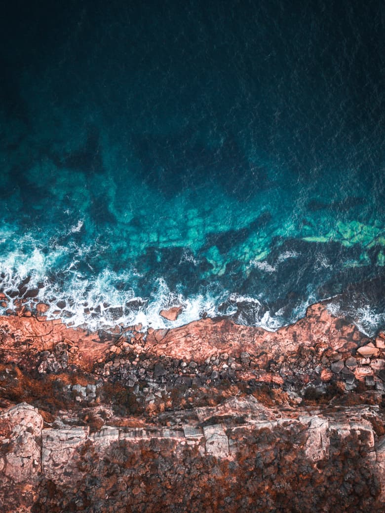 Rocks and water